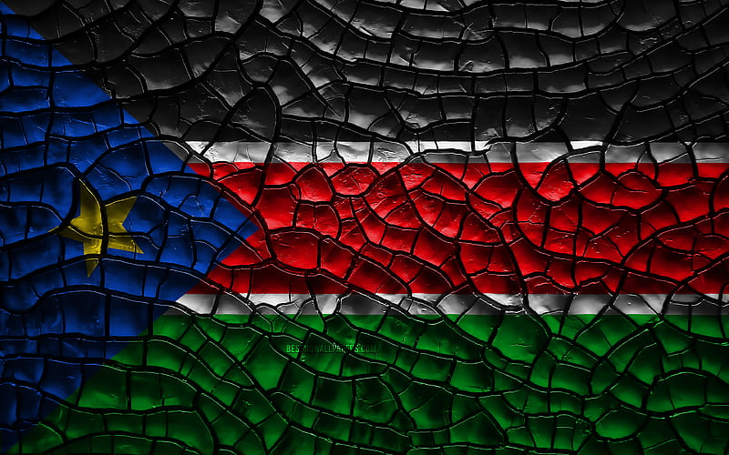 Flag of South Sudan cracked soil, Africa, South Sudan flag, 3D art, South Sudan, African countries, national symbols, South Sudan 3D flag, HD wallpaper