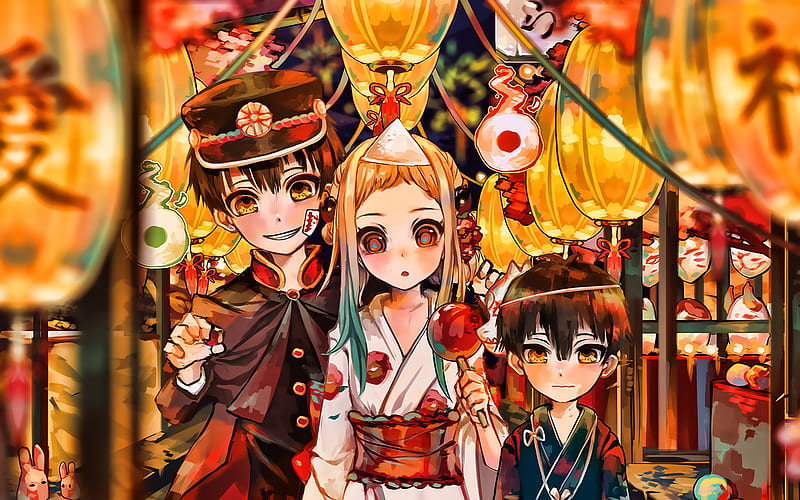 Hanako-kun, Yashiro Nene, Yugi Tsukasa, manga, Jibaku Shounen Hanako-kun, artwork, HD wallpaper