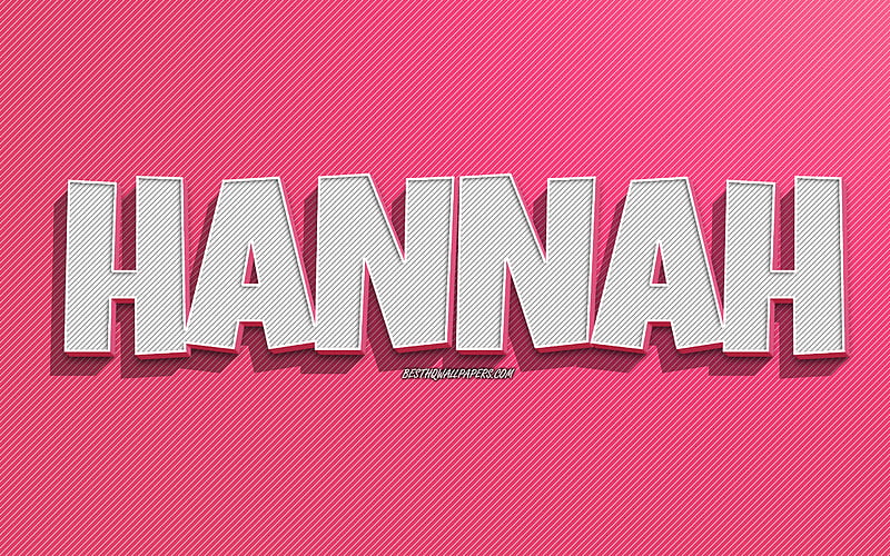 Hannah, pink lines background, with names, Hannah name, female names, Hannah greeting card, line art, with Hannah name, HD wallpaper