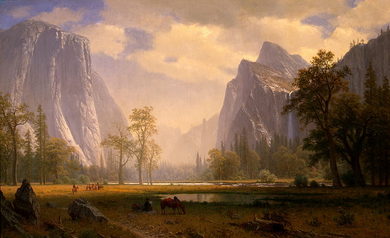 Yosemite Valley, art, frederic edwin church, painting, pictura, HD wallpaper