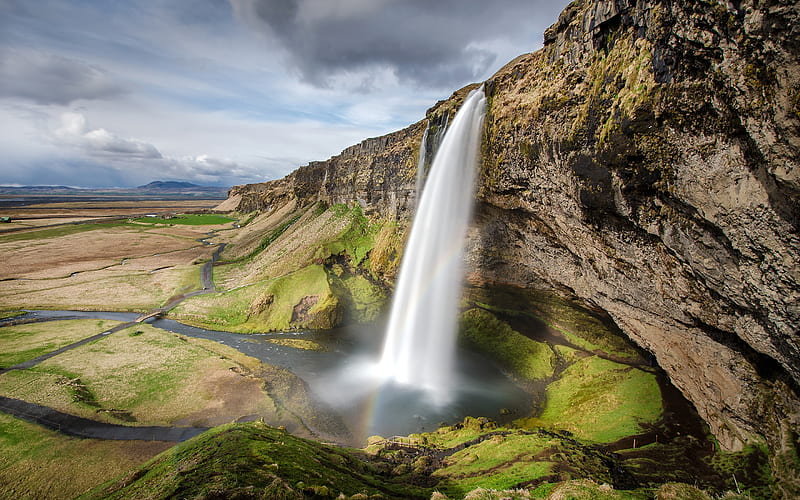 Iceland Seljalands Waterfall 2020 Travel Scenery, HD wallpaper