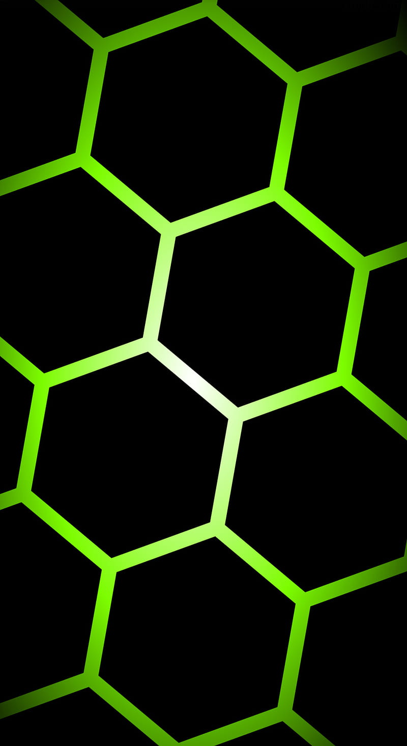 Hive, techno, black, green, shapes, neon, square, art, cool, nice, HD phone wallpaper
