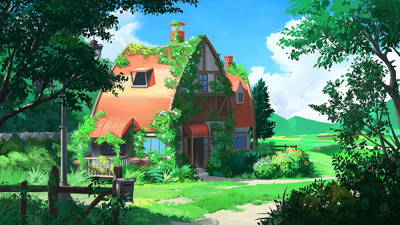 Anime, Landscape, House, HD wallpaper | Peakpx