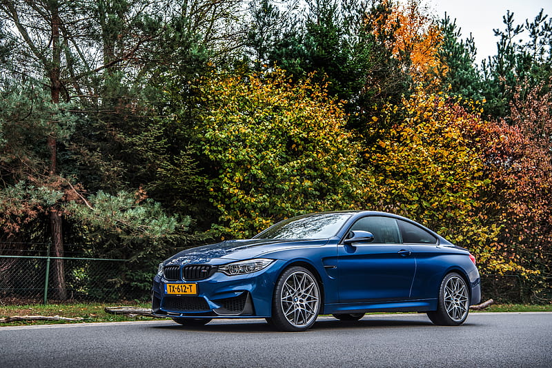 bmw m4 competition, sport cars, blue, trees, Vehicle, HD wallpaper