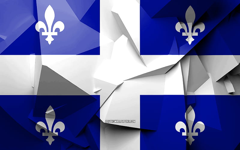 Flag of Quebec, geometric art, Provinces of Canada, Quebec flag, creative, canadian provinces, Quebec Province, administrative districts, Quebec 3D flag, Canada, Quebec, HD wallpaper