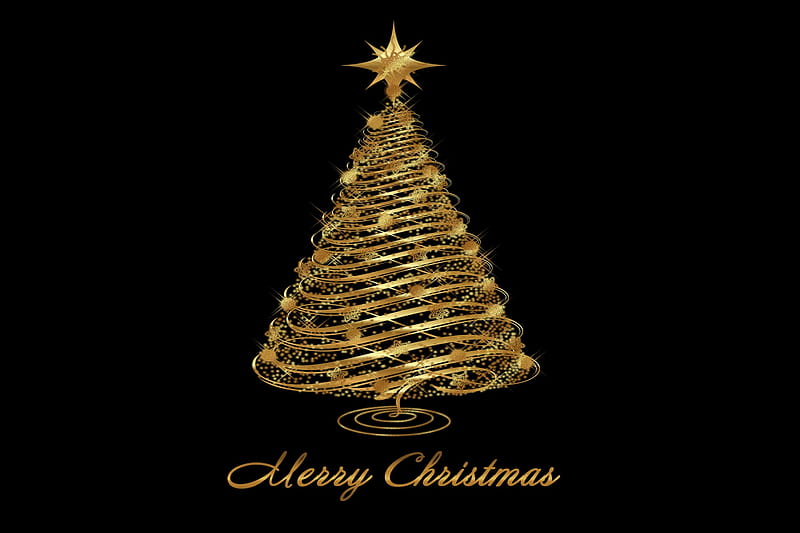 Xmas Tree, tree, christmas, merry, golden, HD wallpaper | Peakpx