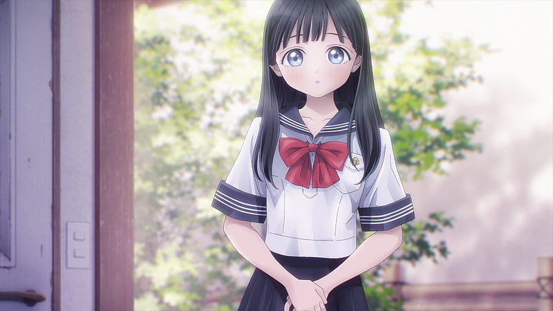 Beautiful anime manga schoolgirl in skirt Vector Image