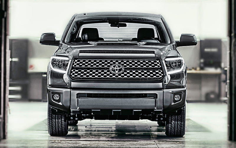 Toyota Tundra, 2019, exterior, front view, new gray Tundra, american pickup truck, suv, Japanese cars, Toyota, HD wallpaper