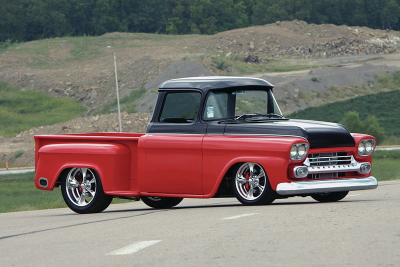 1959-Chevy-Apache, Black, Red, GM, Bowtie, HD wallpaper | Peakpx