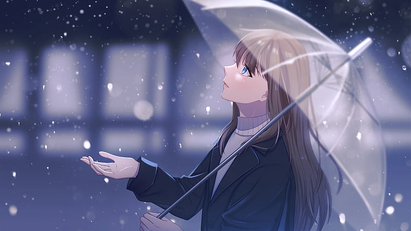 Girl, umbrella, rain, anime, art, cartoon, HD wallpaper | Peakpx