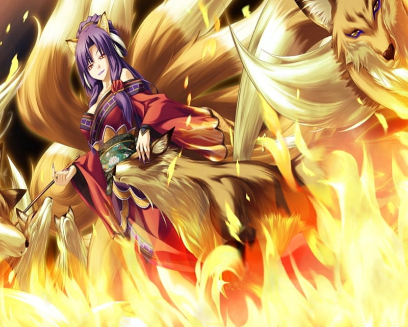 Nine Tailed Kitsune Fox Anime Stock Illustration 2217208159 | Shutterstock