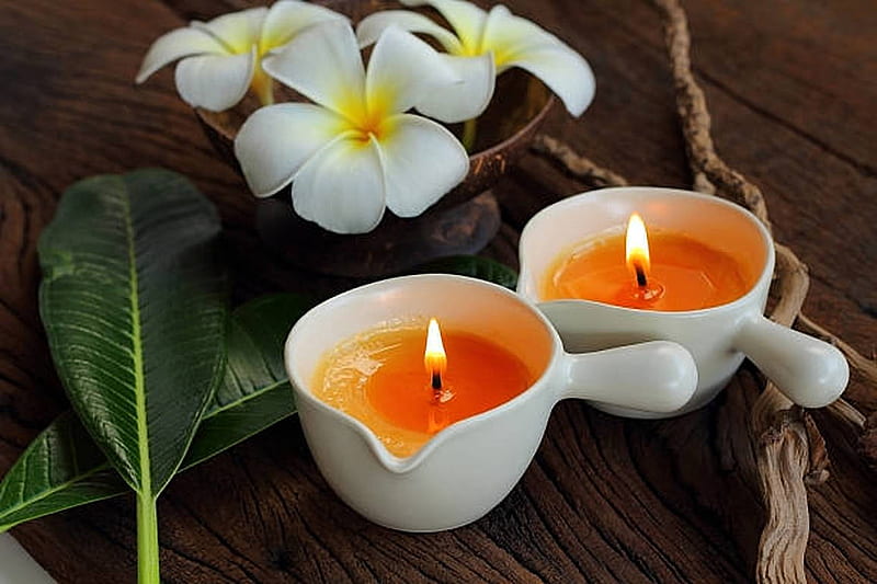 Plumeria and candles, Spa, Massage, Relaxation, Candle, HD wallpaper