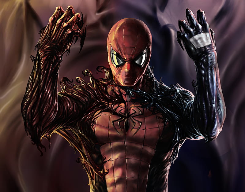 Carnage Venom Spiderman Artwork, spiderman, venom, carnage, artwork, superheroes, HD wallpaper