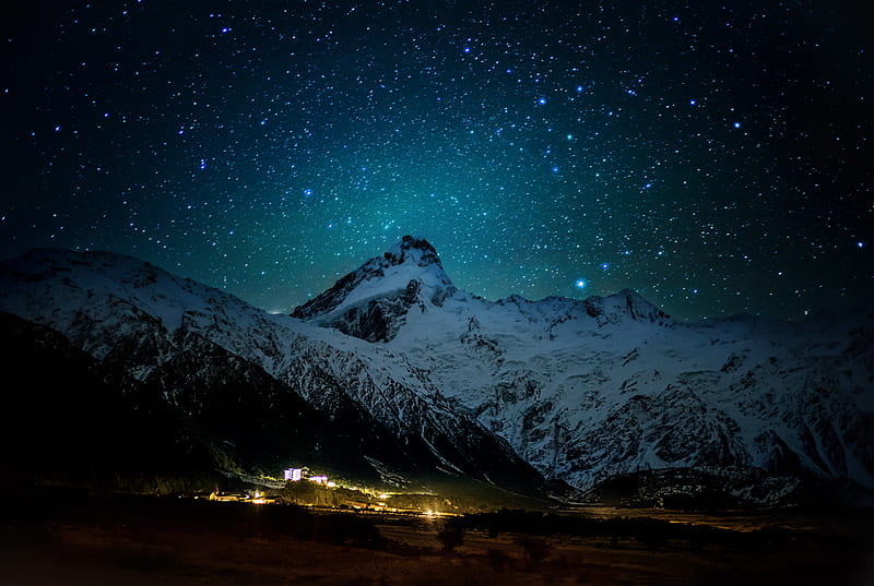 Mount Cook Village Under The Winter Stars , stars, milky-way, long-exposure, nature, HD wallpaper