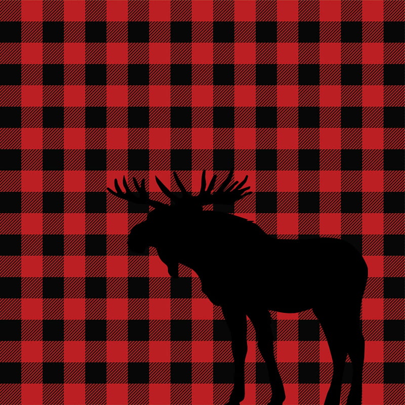 Buffalo Plaid, black, checker, checkered, christmas, cozy, holiday, moose, red, HD phone wallpaper