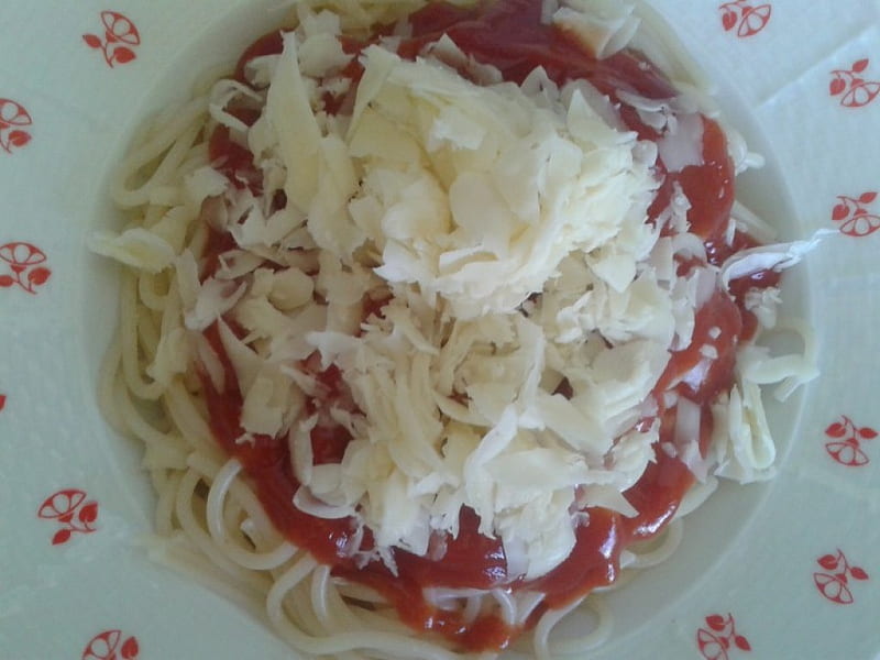 Spaghetti, Ketchup, Cheese, Pasta, HD wallpaper