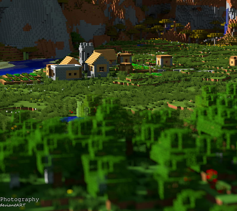 Minecraft, awsome, cartoon, village, HD wallpaper