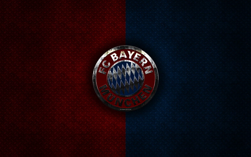 FC Bayern Munich metal logo, creative art, German football club, Bundesliga, emblem, blue-red metal background, Munich, Germany, football, Bayern Munchen, HD wallpaper