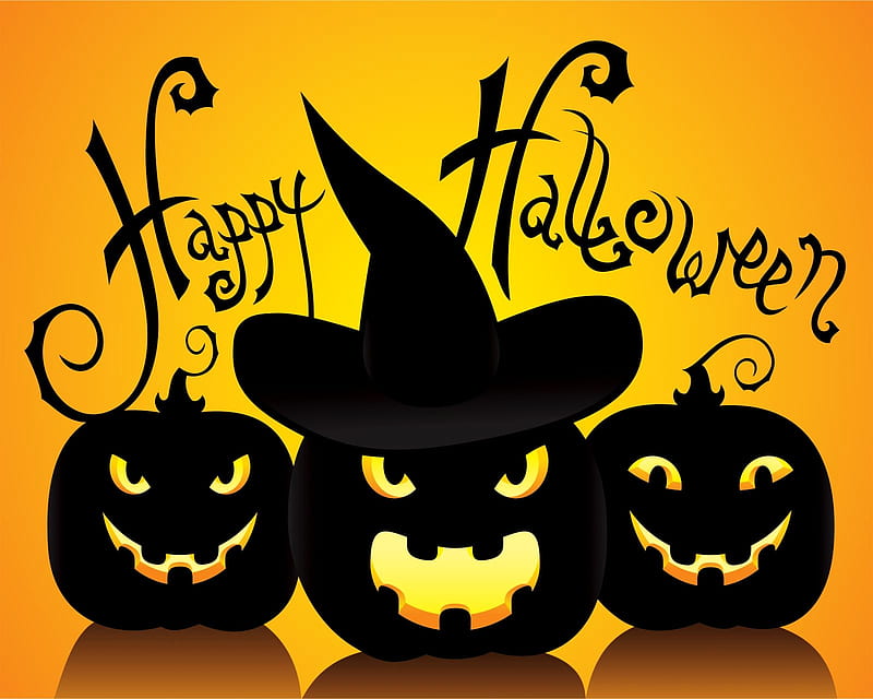 Happy Halloween, celebration, creepy, fire, night, pumpkin, scary, HD wallpaper