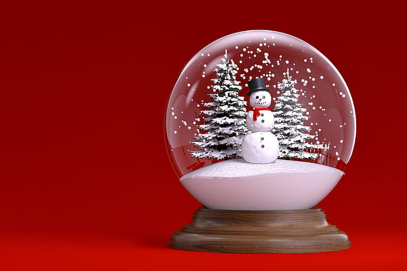 Xmas, globe, tree, christmas, snow, snowman, HD wallpaper