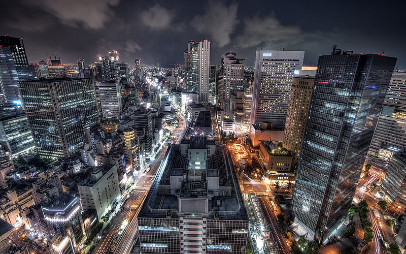 Osaka, japan, night, metropolis, HD wallpaper