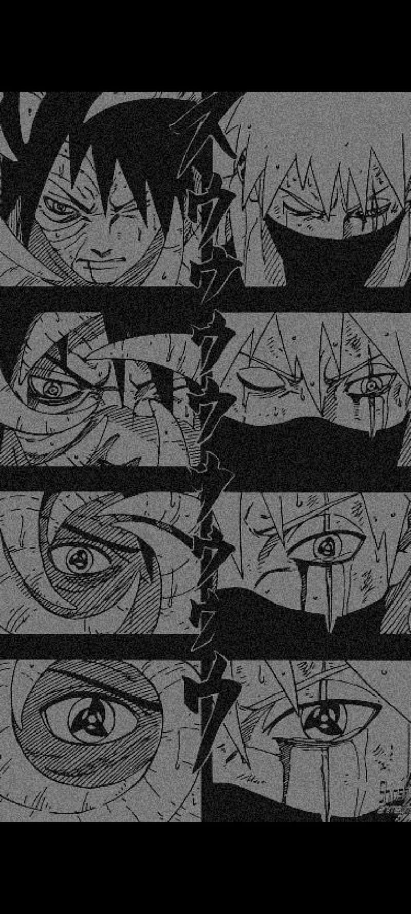Naruto, organ, art, pain, kakashi, black and white, obito, anime, HD phone wallpaper