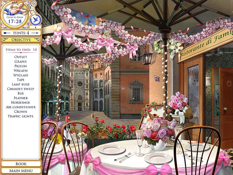 Outdoor French Cafe, table, settings, chairs, flowers, umbrella, plates, storefronts, HD wallpaper