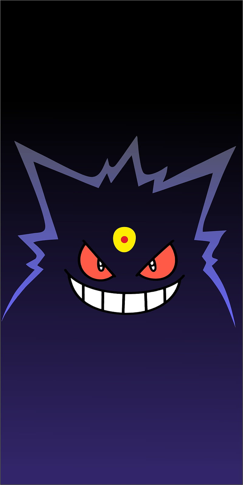 Mega Gengar, amoled, anime, black, funny, nostalgia, pokemon, pop culture, purple, red, tv series, HD phone wallpaper