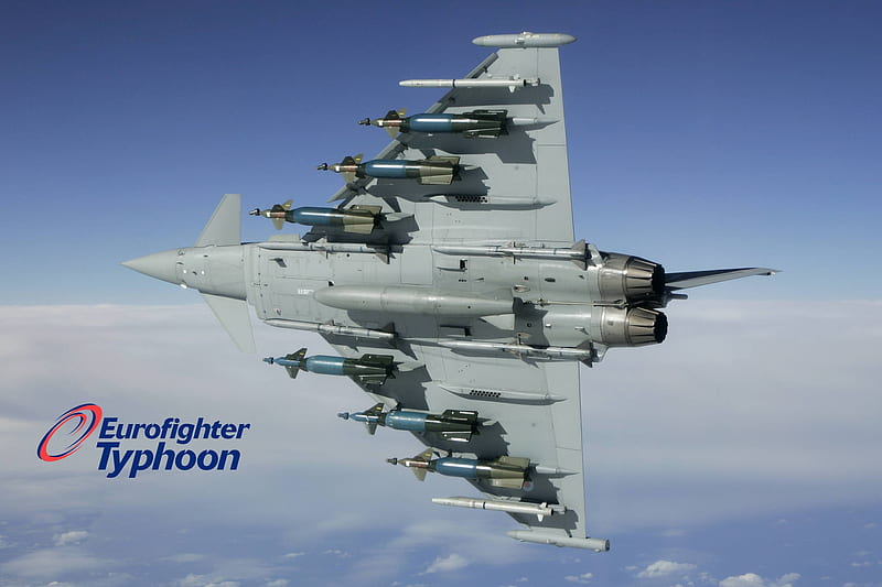 EF2000 Typhoon (loaded), eurofighter, ef2000, aircraft, jet, bomb, typhoon, HD wallpaper