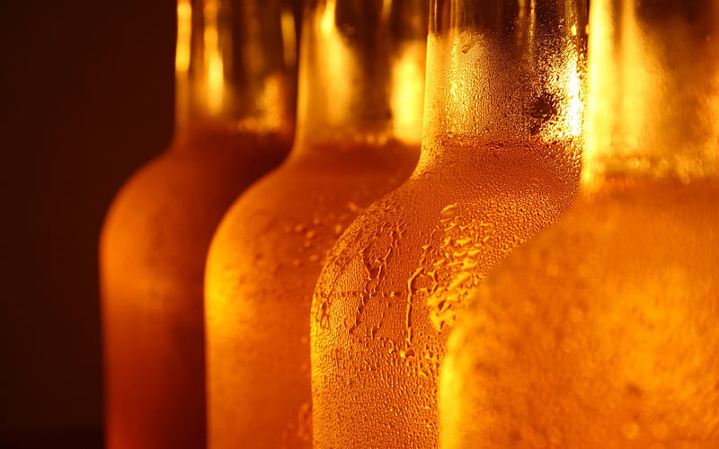 Bottle glass drops beer liquor-Still Life Macro, HD wallpaper