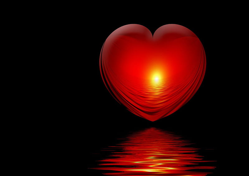 Glowing Heart!, red, glowing, light, heart, HD wallpaper
