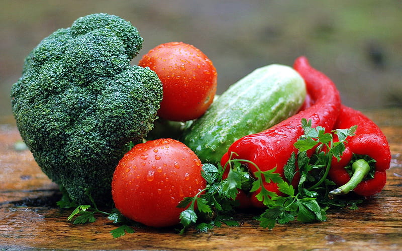 vegetables, broccoli, tomatoes, cucumbers, cabbage, vegetables concepts, healthy food, HD wallpaper