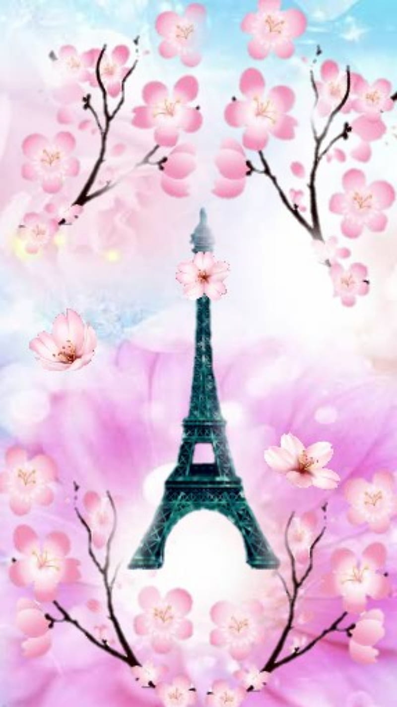 Torre eiffel, azul, flor de cerezo, sueños, flores, rosa, vendimia, mujer,  Fondo de pantalla de teléfono HD | Peakpx