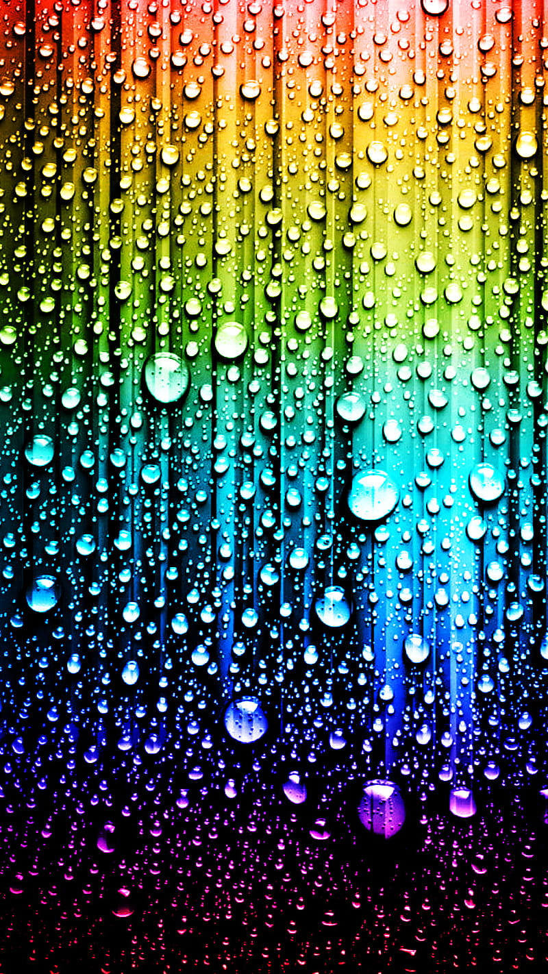 Rainbow Drops, colorful nature, neon, raindrops, rainy, water, HD phone wallpaper