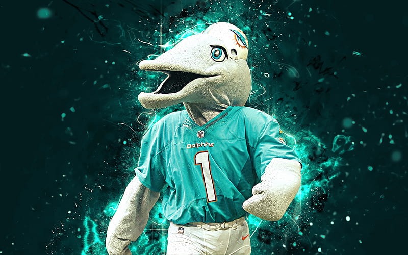 The Dolphin TD, mascot, Miami Dolphins, abstract art, NFL, creative, USA, Miami Dolphins mascot, National Football League, NFL mascots, official mascot, TD Miami Dolphins Mascot, HD wallpaper