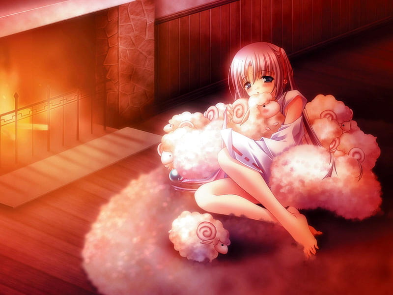 friends will stay together, fire, sheep, babes, romantic, romance, anime, girls, HD wallpaper