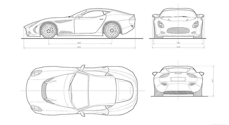 Zagato Perana Z-Oone - Technical Drawing , car, HD wallpaper