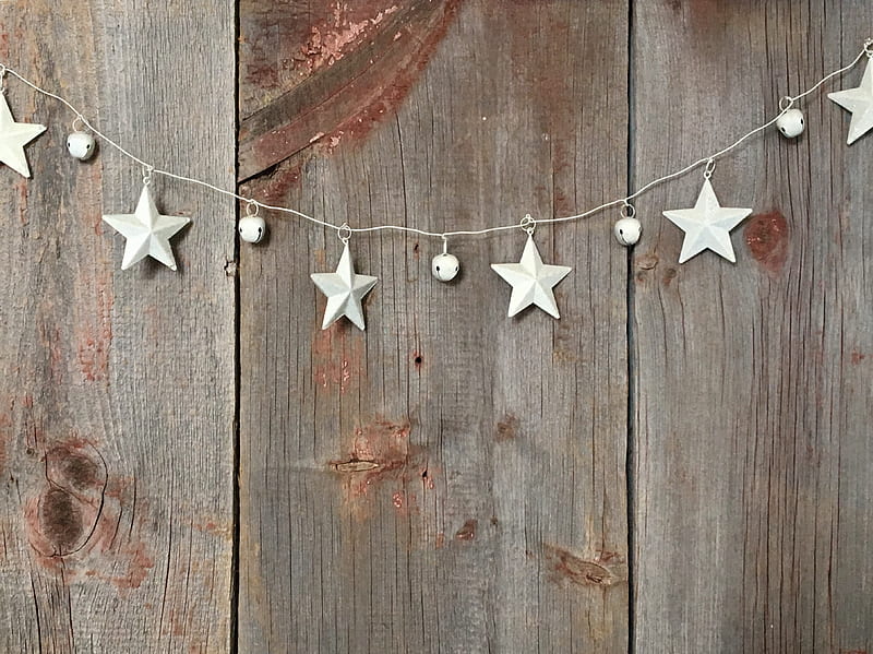 silver star buntings on wood pallet, HD wallpaper