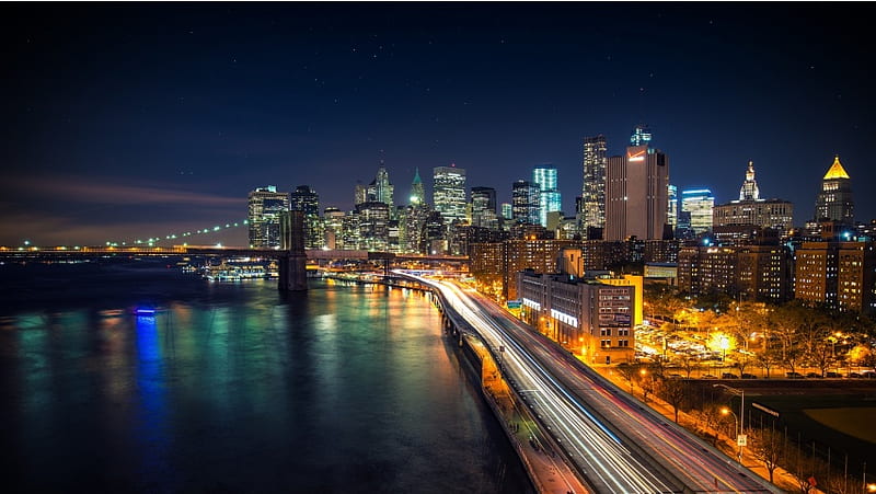 Manhattan City at Night, HD wallpaper
