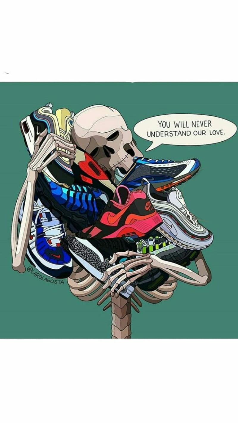 Sneakerhead, bones, love, shoes, HD phone wallpaper