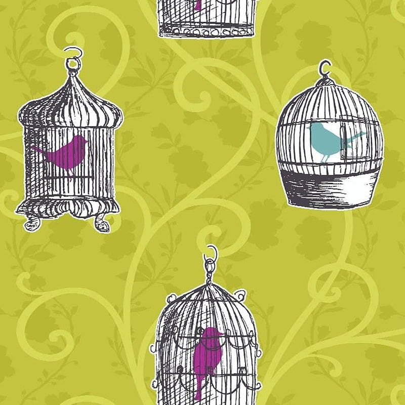 Arthouse Options Skylark Bird Cage Lime - from I Love UK, HD phone wallpaper