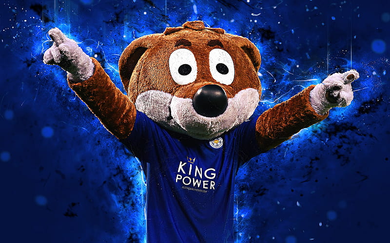 Filbert Fox mascot, Leicester City, abstract art, Premier League, creative, official mascot, neon lights, Leicester City FC mascot, HD wallpaper