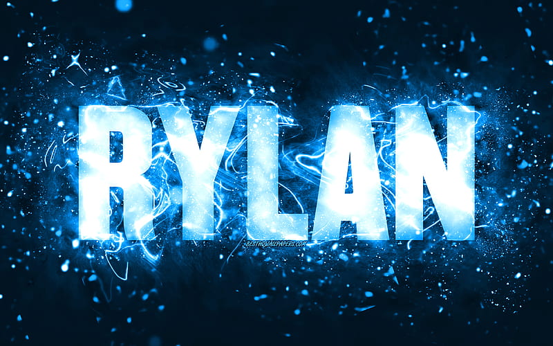 Happy Birtay Rylan, blue neon lights, Rylan name, creative, Rylan Happy ...
