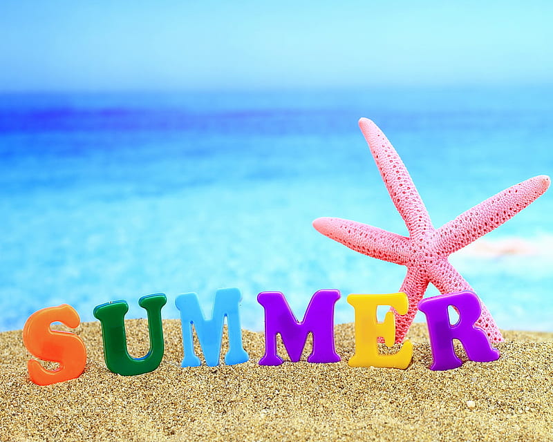 Summer Time, beach, sand, sea, starfish, summer, HD wallpaper