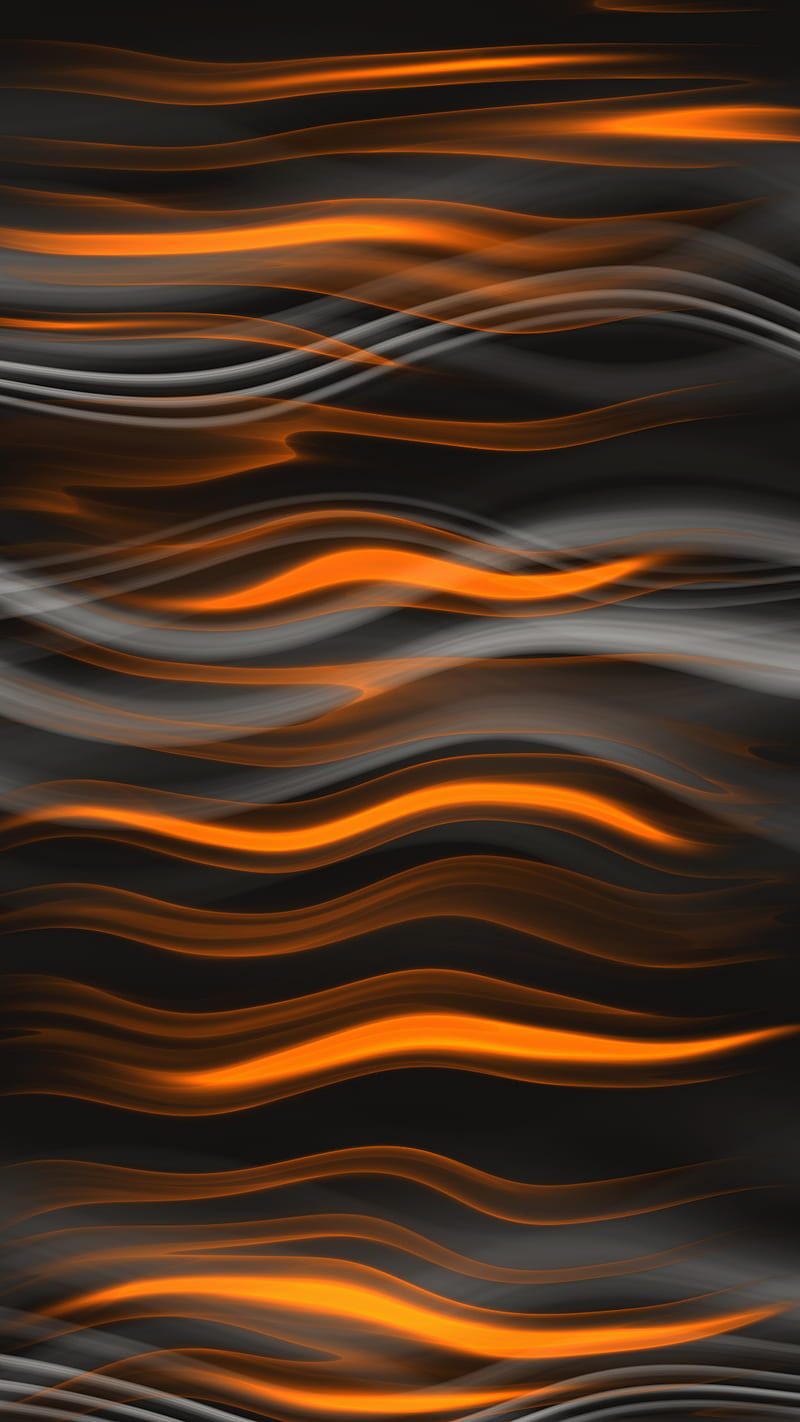 Abstract, black, edge, gris, lines, orange, waves, HD phone wallpaper