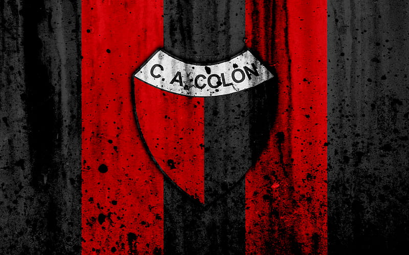 FC Colon, grunge, Superliga, soccer, Argentina, logo, Colon Santa FE, football club, stone texture, Colon FC, HD wallpaper