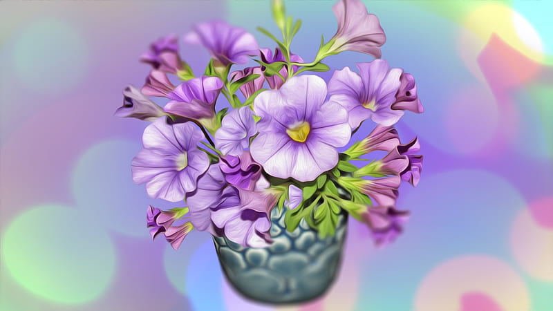 Flowers, Purple, Close up, Art, Vase, HD wallpaper | Peakpx