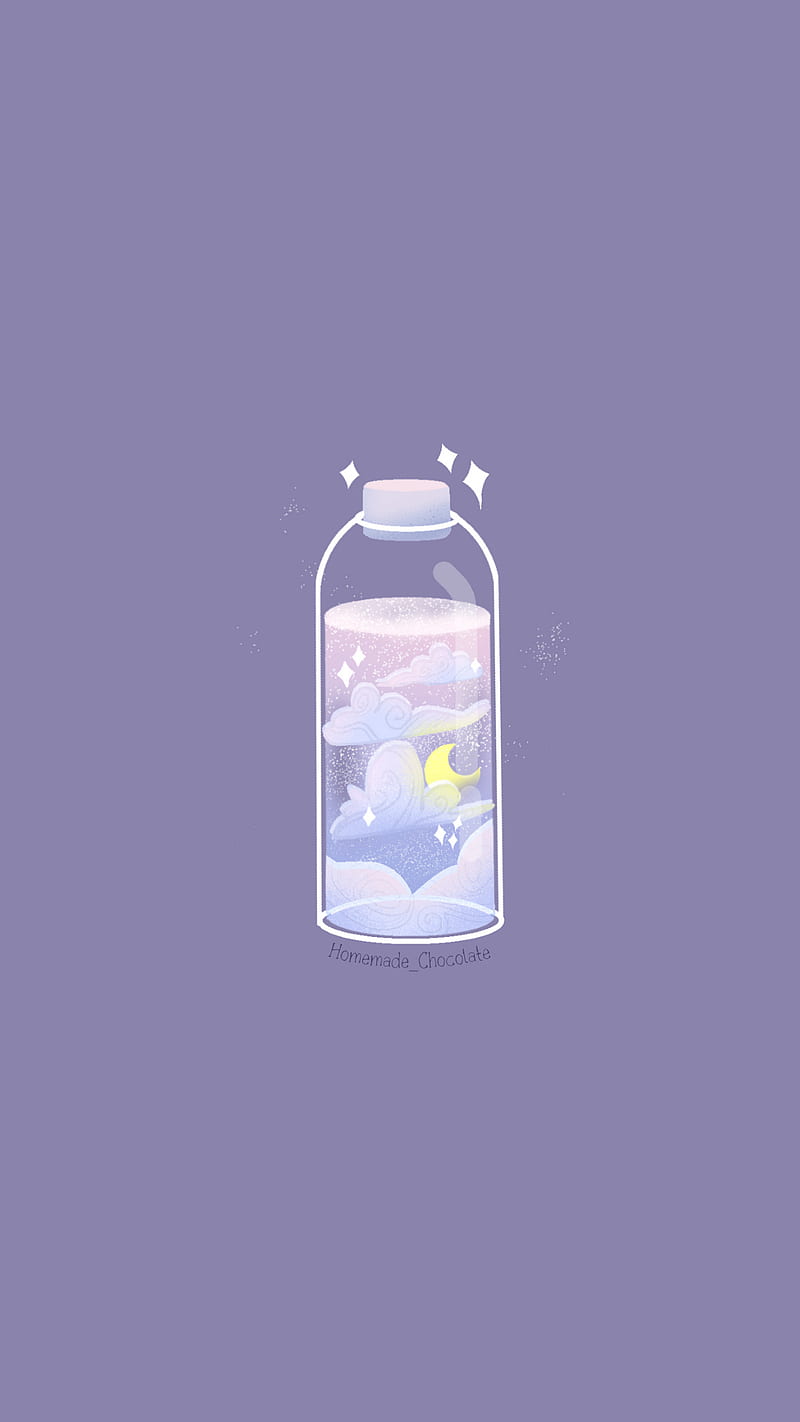 Purple night drink, Art, Cute, Kawaii, Pastel, HD phone wallpaper | Peakpx