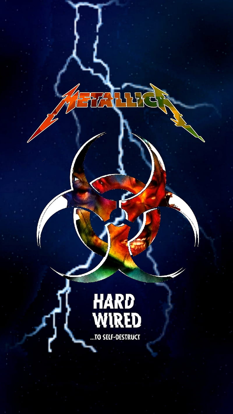 Metallica, album, biohazard symbol, hardwired, heavy metal, lightning, logo, song, thrash metal, to self destruct, HD phone wallpaper