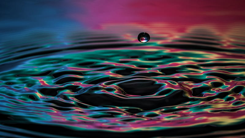 Color Mixed Oil Water Liquid Drop Ripple Liquid, HD wallpaper